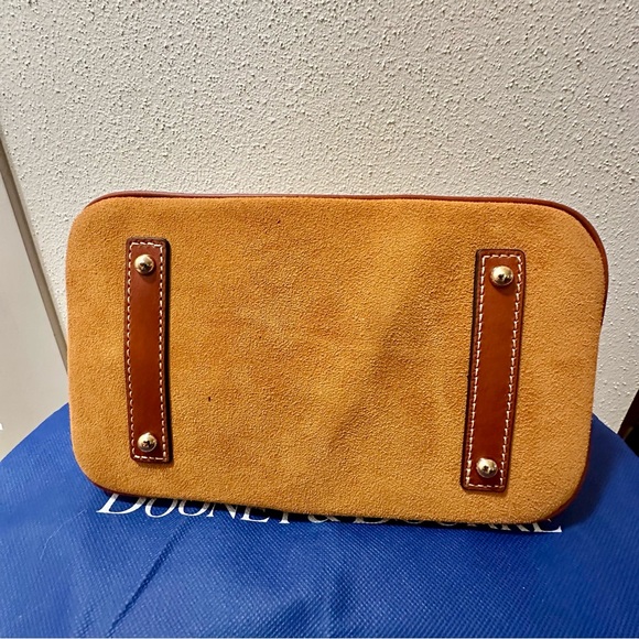 Dooney & Bourke Honey Tan Suede Top Handle Crossbody Satchel - Picture 4 of 8